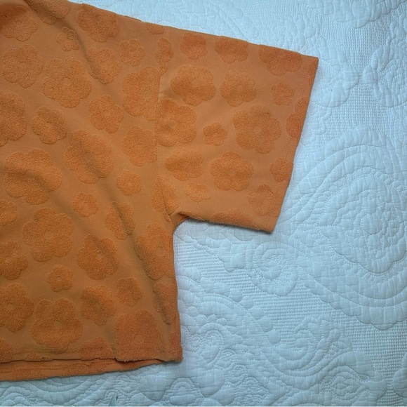Forever 21 Hibiscus Terrycloth Swim Cover Up Set. Color: Orange. Size: Large. - Picture 3 of 9